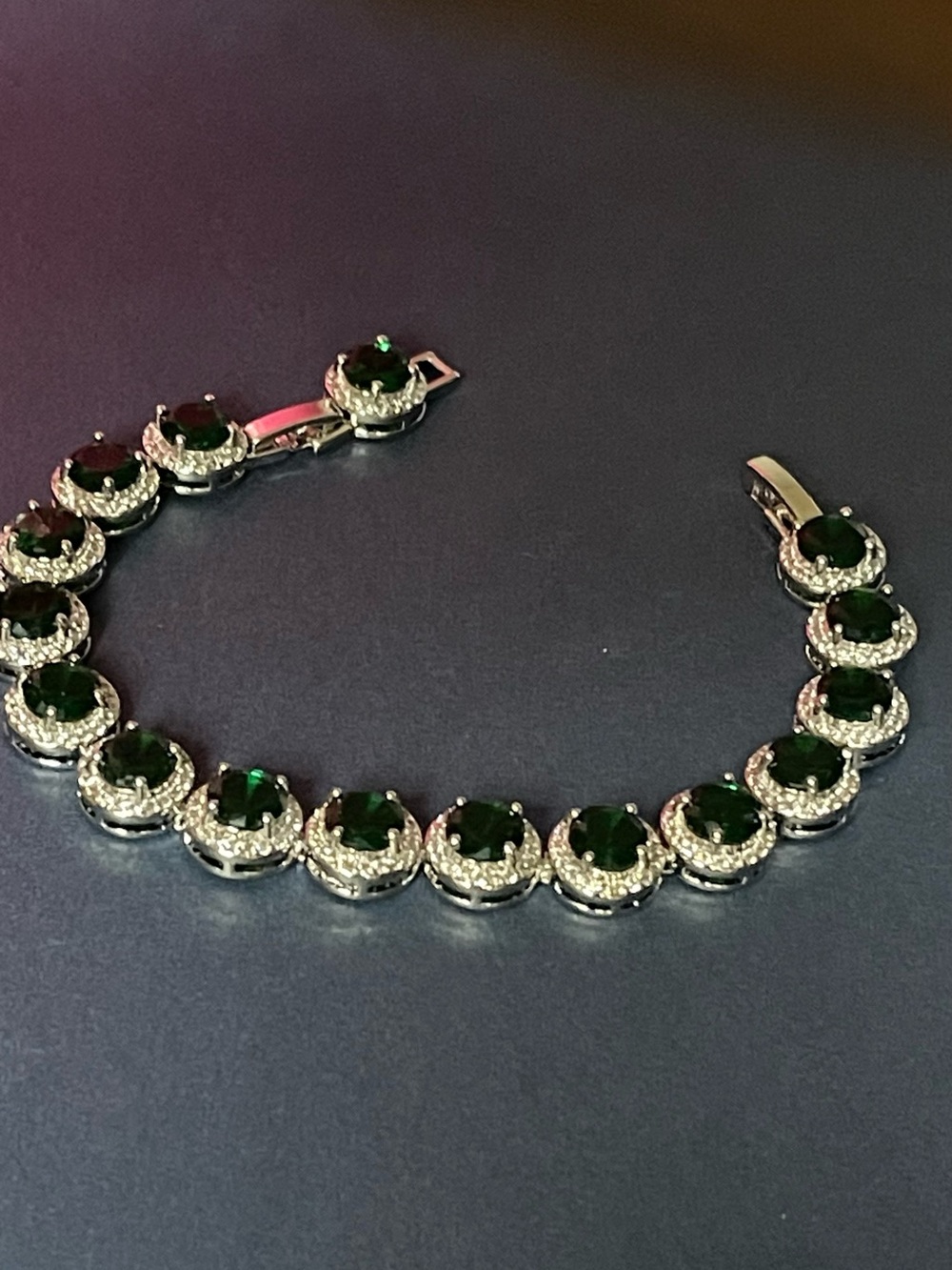 Elegant Green Crystal Halo Tennis Bracelet - Women Jewelry
